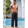 imageCOOFANDY Mens Casual Linen Pants Elastic Waist Linen Pants Drawstring Summer Beach Yoga Linen TrouserA Black