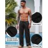 imageCOOFANDY Mens Casual Linen Pants Elastic Waist Linen Pants Drawstring Summer Beach Yoga Linen TrouserA Black