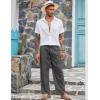 imageCOOFANDY Mens Casual Linen Pants Elastic Waist Linen Pants Drawstring Summer Beach Yoga Linen TrouserA Dark Grey
