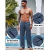 imageCOOFANDY Mens Casual Linen Pants Elastic Waist Linen Pants Drawstring Summer Beach Yoga Linen TrouserA Denim Blue