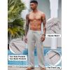 imageCOOFANDY Mens Casual Linen Pants Elastic Waist Linen Pants Drawstring Summer Beach Yoga Linen TrouserA Grey