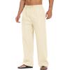 imageCOOFANDY Mens Casual Linen Pants Elastic Waist Linen Pants Drawstring Summer Beach Yoga Linen TrouserA Light Khaki