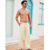 imageCOOFANDY Mens Casual Linen Pants Elastic Waist Linen Pants Drawstring Summer Beach Yoga Linen TrouserA Light Khaki