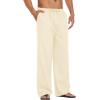 imageCOOFANDY Mens Casual Linen Pants Elastic Waist Linen Pants Drawstring Summer Beach Yoga Linen TrouserA Light Khaki