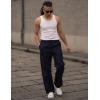 imageCOOFANDY Mens Casual Linen Pants Elastic Waist Linen Pants Drawstring Summer Beach Yoga Linen TrouserA Navy Blue
