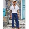 imageCOOFANDY Mens Casual Linen Pants Elastic Waist Linen Pants Drawstring Summer Beach Yoga Linen TrouserA Royal Blue