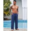 imageCOOFANDY Mens Casual Linen Pants Elastic Waist Linen Pants Drawstring Summer Beach Yoga Linen TrouserA Royal Blue