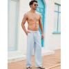 imageCOOFANDY Mens Casual Linen Pants Elastic Waist Linen Pants Drawstring Summer Beach Yoga Linen TrouserA Sky Blue