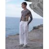 imageCOOFANDY Mens Casual Linen Pants Elastic Waist Linen Pants Drawstring Summer Beach Yoga Linen TrouserA White