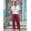 imageCOOFANDY Mens Casual Linen Pants Elastic Waist Linen Pants Drawstring Summer Beach Yoga Linen TrouserA Wine Red