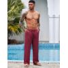 imageCOOFANDY Mens Casual Linen Pants Elastic Waist Linen Pants Drawstring Summer Beach Yoga Linen TrouserA Wine Red