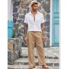 imageCOOFANDY Mens Casual Linen Pants Elastic Waist Linen Pants Drawstring Summer Beach Yoga Linen TrouserB Dark Khaki