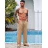 imageCOOFANDY Mens Casual Linen Pants Elastic Waist Linen Pants Drawstring Summer Beach Yoga Linen TrouserB Dark Khaki