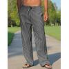 imageCOOFANDY Mens Casual Linen Pants Elastic Waist Linen Pants Drawstring Summer Beach Yoga Linen TrouserStriped Black White