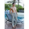 imageCOOFANDY Mens Casual Linen Pants Elastic Waist Linen Pants Drawstring Summer Beach Yoga Linen TrouserStriped Dark Blue