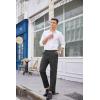 imageCOOFANDY Mens Classic Fit Dress Pants Flat Front Straight Formal Pants Wrinkle Free Expandable Waist Suit PantsDark Grey
