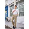 imageCOOFANDY Mens Classic Fit Dress Pants Flat Front Straight Formal Pants Wrinkle Free Expandable Waist Suit PantsKhaki