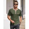 imageCOOFANDY Mens Henley Shirts Short Sleeve Casual Button TShirts Basic Tee Shirts Summer Vintage T Shirts with PocketArmy Green