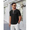 imageCOOFANDY Mens Henley Shirts Short Sleeve Casual Button TShirts Basic Tee Shirts Summer Vintage T Shirts with PocketBlack