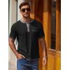 imageCOOFANDY Mens Henley Shirts Short Sleeve Casual Button TShirts Basic Tee Shirts Summer Vintage T Shirts with PocketBlack