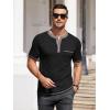 imageCOOFANDY Mens Henley Shirts Short Sleeve Casual Button TShirts Basic Tee Shirts Summer Vintage T Shirts with PocketBlack