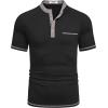 imageCOOFANDY Mens Henley Shirts Short Sleeve Casual Button TShirts Basic Tee Shirts Summer Vintage T Shirts with PocketBlack