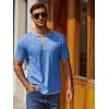 imageCOOFANDY Mens Henley Shirts Short Sleeve Casual Button TShirts Basic Tee Shirts Summer Vintage T Shirts with PocketBlue