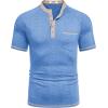imageCOOFANDY Mens Henley Shirts Short Sleeve Casual Button TShirts Basic Tee Shirts Summer Vintage T Shirts with PocketBlue
