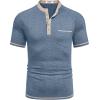 imageCOOFANDY Mens Henley Shirts Short Sleeve Casual Button TShirts Basic Tee Shirts Summer Vintage T Shirts with PocketDark Blue