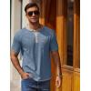 imageCOOFANDY Mens Henley Shirts Short Sleeve Casual Button TShirts Basic Tee Shirts Summer Vintage T Shirts with PocketDark Blue