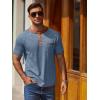 imageCOOFANDY Mens Henley Shirts Short Sleeve Casual Button TShirts Basic Tee Shirts Summer Vintage T Shirts with PocketDark BlueCaramel