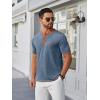 imageCOOFANDY Mens Henley Shirts Short Sleeve Casual Button TShirts Basic Tee Shirts Summer Vintage T Shirts with PocketDark BlueCaramel