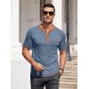 imageCOOFANDY Mens Henley Shirts Short Sleeve Casual Button TShirts Basic Tee Shirts Summer Vintage T Shirts with PocketDark BlueCaramel