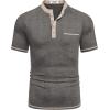 imageCOOFANDY Mens Henley Shirts Short Sleeve Casual Button TShirts Basic Tee Shirts Summer Vintage T Shirts with PocketDark Grey