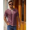 imageCOOFANDY Mens Henley Shirts Short Sleeve Casual Button TShirts Basic Tee Shirts Summer Vintage T Shirts with PocketDark Red