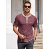imageCOOFANDY Mens Henley Shirts Short Sleeve Casual Button TShirts Basic Tee Shirts Summer Vintage T Shirts with PocketDark Red