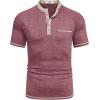 imageCOOFANDY Mens Henley Shirts Short Sleeve Casual Button TShirts Basic Tee Shirts Summer Vintage T Shirts with PocketDark Red