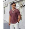 imageCOOFANDY Mens Henley Shirts Short Sleeve Casual Button TShirts Basic Tee Shirts Summer Vintage T Shirts with PocketDark Red