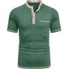 imageCOOFANDY Mens Henley Shirts Short Sleeve Casual Button TShirts Basic Tee Shirts Summer Vintage T Shirts with PocketGreen