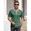 imageCOOFANDY Mens Henley Shirts Short Sleeve Casual Button TShirts Basic Tee Shirts Summer Vintage T Shirts with PocketGreen