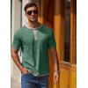 imageCOOFANDY Mens Henley Shirts Short Sleeve Casual Button TShirts Basic Tee Shirts Summer Vintage T Shirts with PocketGreen