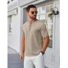 imageCOOFANDY Mens Henley Shirts Short Sleeve Casual Button TShirts Basic Tee Shirts Summer Vintage T Shirts with PocketKhaki