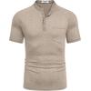 imageCOOFANDY Mens Henley Shirts Short Sleeve Casual Button TShirts Basic Tee Shirts Summer Vintage T Shirts with PocketKhaki