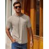 imageCOOFANDY Mens Henley Shirts Short Sleeve Casual Button TShirts Basic Tee Shirts Summer Vintage T Shirts with PocketKhaki