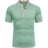 imageCOOFANDY Mens Henley Shirts Short Sleeve Casual Button TShirts Basic Tee Shirts Summer Vintage T Shirts with PocketLight Green