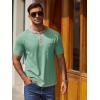 imageCOOFANDY Mens Henley Shirts Short Sleeve Casual Button TShirts Basic Tee Shirts Summer Vintage T Shirts with PocketLight Green