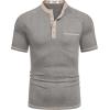 imageCOOFANDY Mens Henley Shirts Short Sleeve Casual Button TShirts Basic Tee Shirts Summer Vintage T Shirts with PocketLight Grey