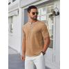 imageCOOFANDY Mens Henley Shirts Short Sleeve Casual Button TShirts Basic Tee Shirts Summer Vintage T Shirts with PocketLight Khaki