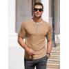imageCOOFANDY Mens Henley Shirts Short Sleeve Casual Button TShirts Basic Tee Shirts Summer Vintage T Shirts with PocketLight Khaki