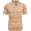 imageCOOFANDY Mens Henley Shirts Short Sleeve Casual Button TShirts Basic Tee Shirts Summer Vintage T Shirts with PocketLight Khaki